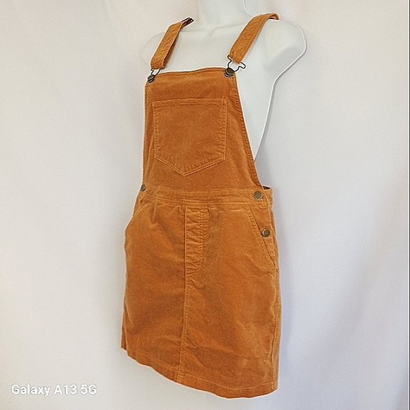 Forever 21 Women's Mustard Yellow Corduroy Overall Dress Sz M - Picture 5 of 9